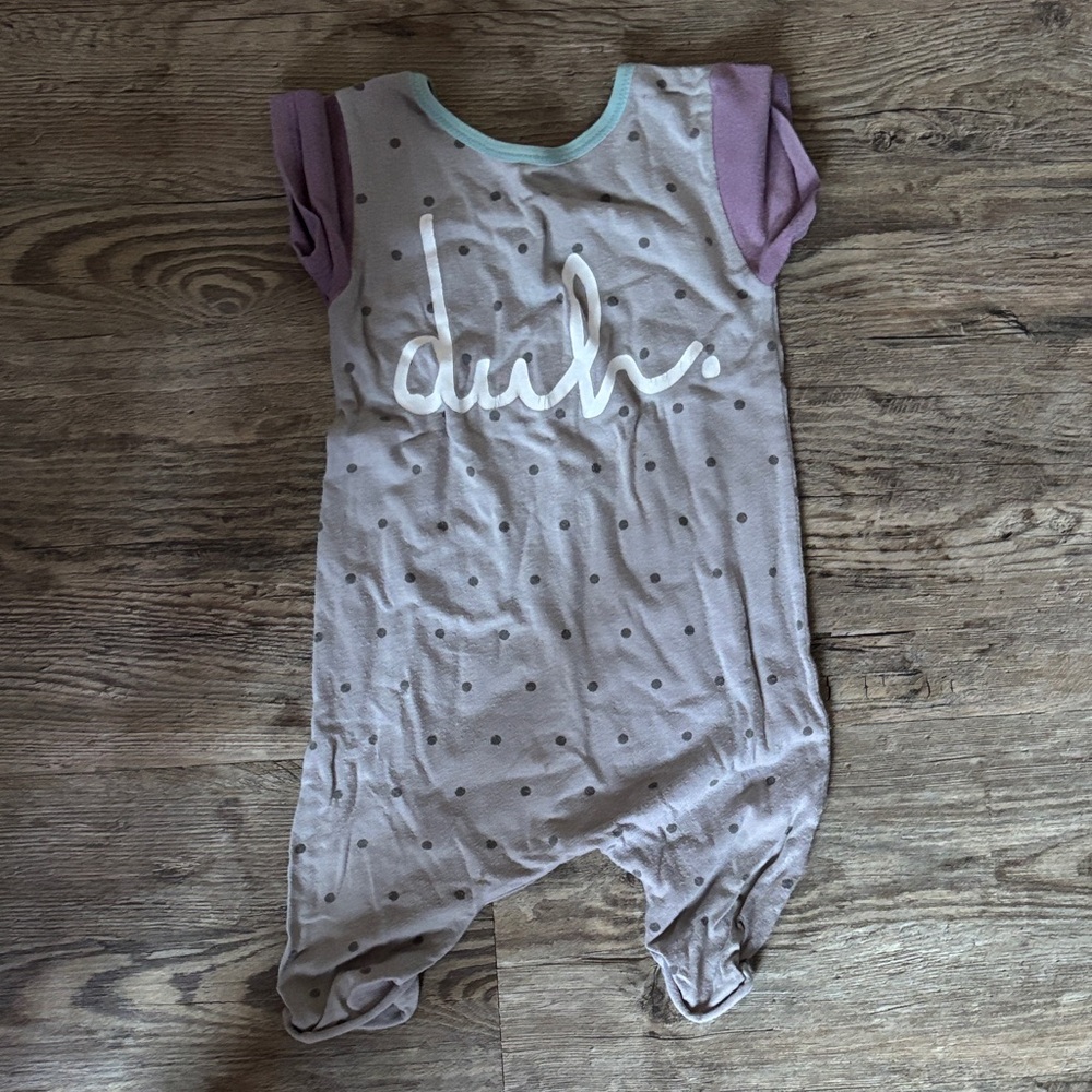 Rags to Raches Purple and Gray Polka Dot Bodysuit